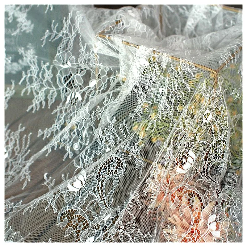 High Quality New Nylon Eyelash Lace Fabric Design Factory Lace Supplier French Lace Fashion Dress Fabric - 图片 6