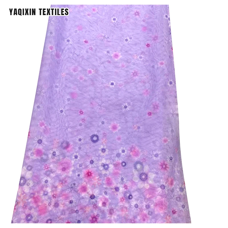 YX2202 Cosplay Halloween Isabela Princess Woven Print Polyester Dress Fabric Purple Organza Print Floral Fabric for Children - 图片 3