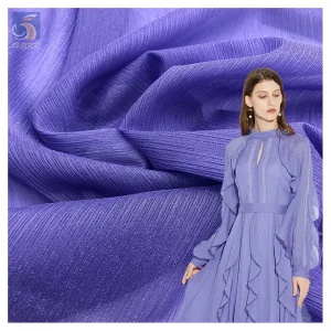 Cheap Prices 100% Polyester Wrinkled Chiffon Fabric Non-Stretch Plain Poly Bright Silk Crepe Fabric by the Yard