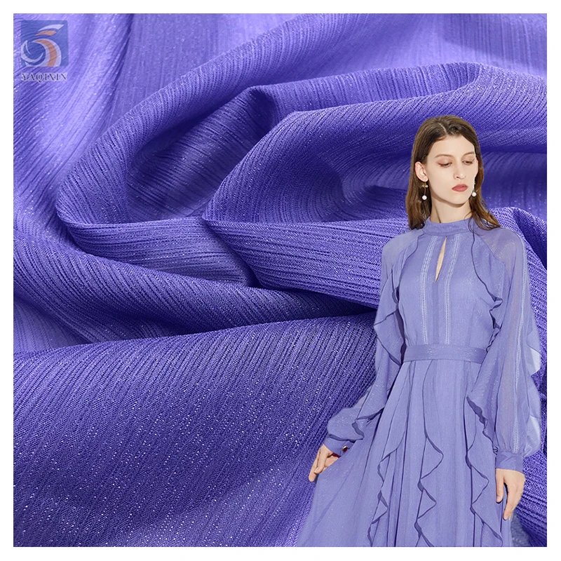 Cheap Prices 100% Polyester Wrinkled Chiffon Fabric Non-Stretch Plain Poly Bright Silk Crepe Fabric by the Yard