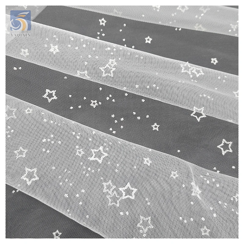 SG08 Wholesale Customized Glitter Silver Stars Tulle Soft Mesh Children's Dress Fabrics - 图片 4