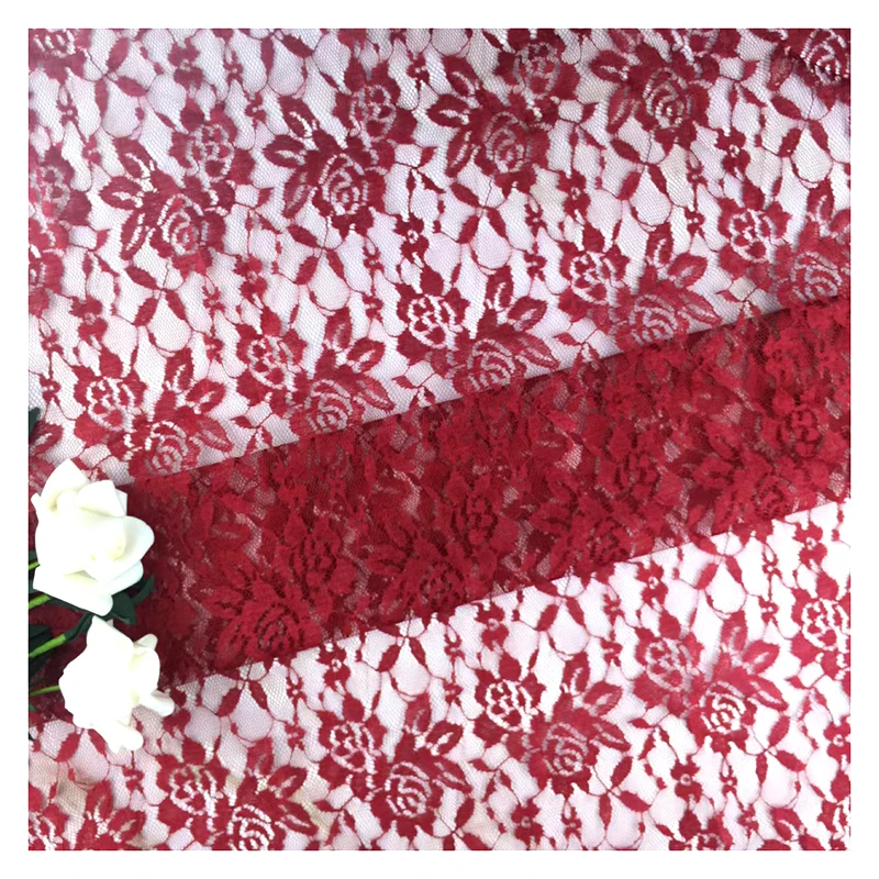 2025 New Lace Fabrics and Textiles 100 Polyester Jacquard Chantilly Lace Fabric African Rose Floral Mesh Lace Fabric - 图片 6