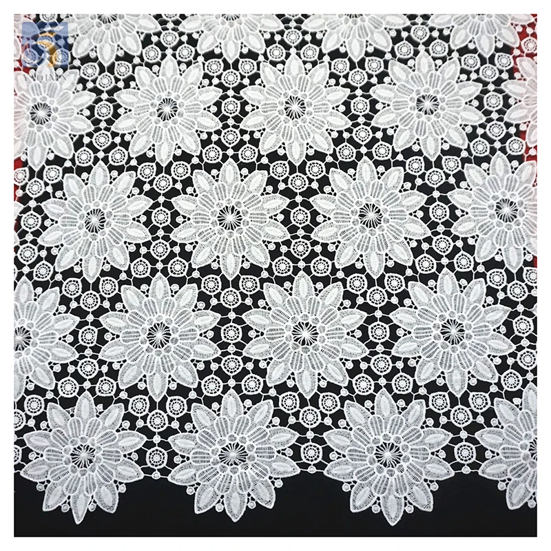 YX2438 Low Price Wholesale Price White Swiss Voile Lace Fabric White Water Soluble Handmade Embroidered Polyester Lace Fabric