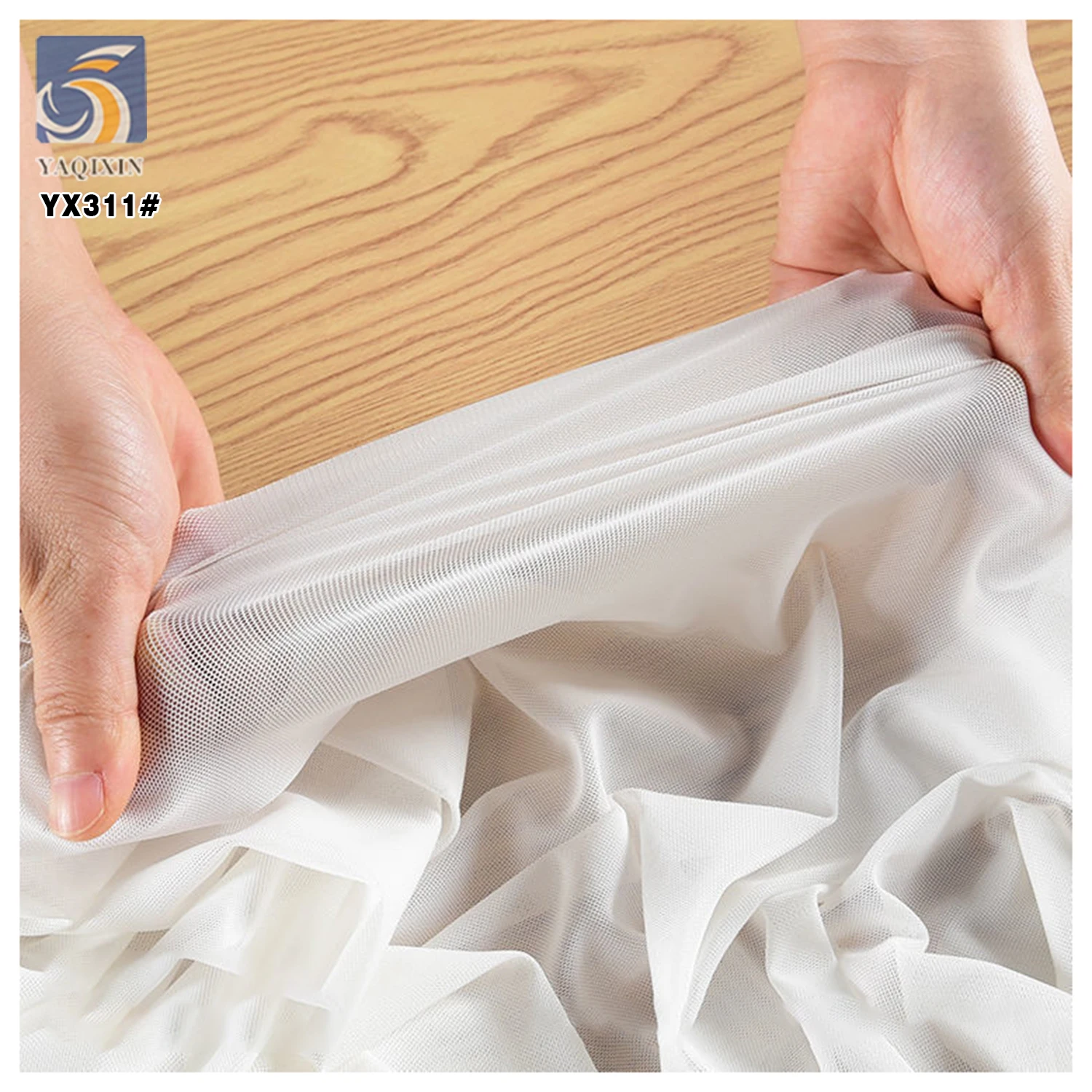YX311 Ready-made Available Breathable 92 Polyester 8 Spandex Korean Mesh Stretch Fabric for Lining Bottoming Shirt - 图片 5