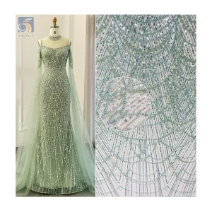Luxury Lace Fabric 2024 Novel Design Golden Supplier Sequence Sequin Shiny Glitter Crystal Lace Fabric for French