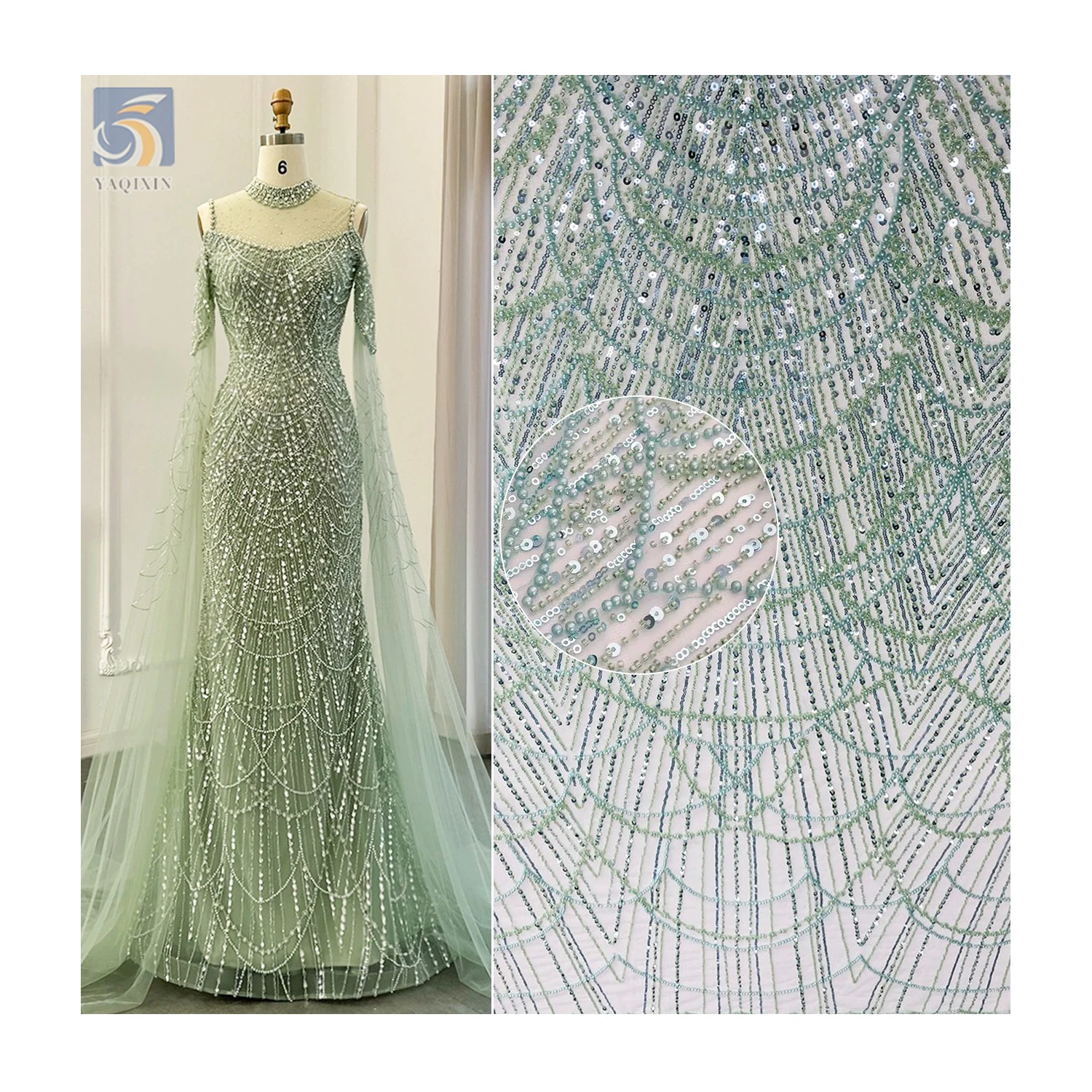 Luxury Lace Fabric 2024 Novel Design Golden Supplier Sequence Sequin Shiny Glitter Crystal Lace Fabric for French