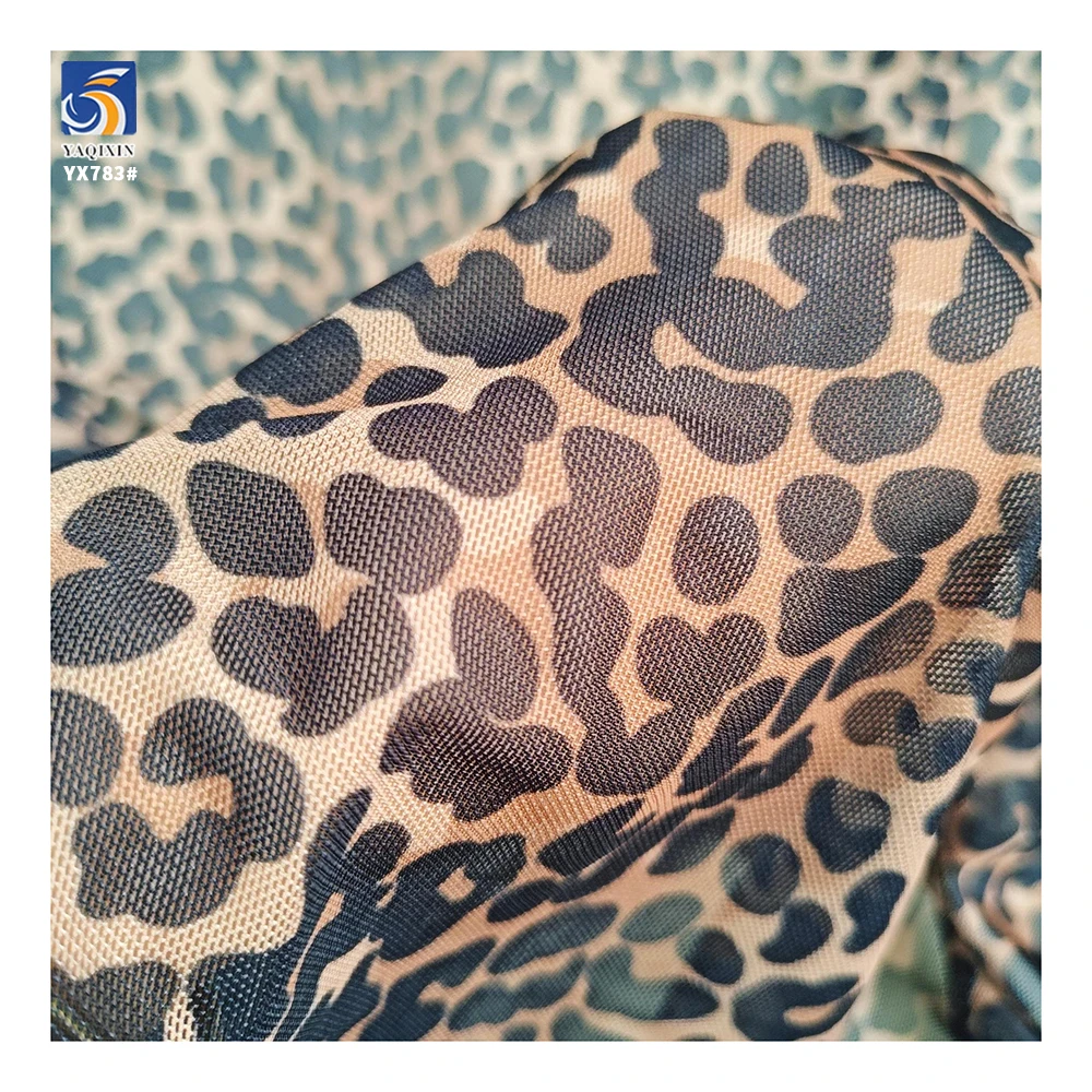 YX783 America's Popular Designs 4 Way Stretch Tulle Mesh Leopard Print Fabric Spandex/Polyester Stretch Mesh Printed Fabric - 图片 4