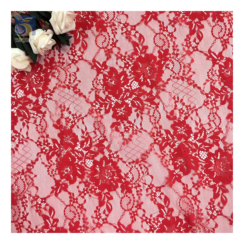 YX2600 Personalized Wholesale Price Chantilly Lace Fabric Eyelash Woman Red Lace Dress Fashion Lace Fabric - 图片 3