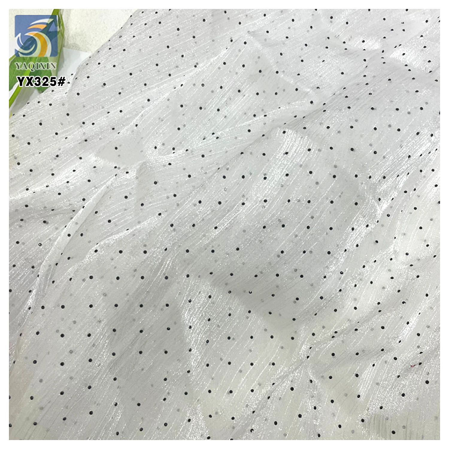 YX325 Purple Stage Costume Dresses Halloween Holiday Fabric Wrinkled Swiss Black Dot Organza Polyester Fabric - 图片 5