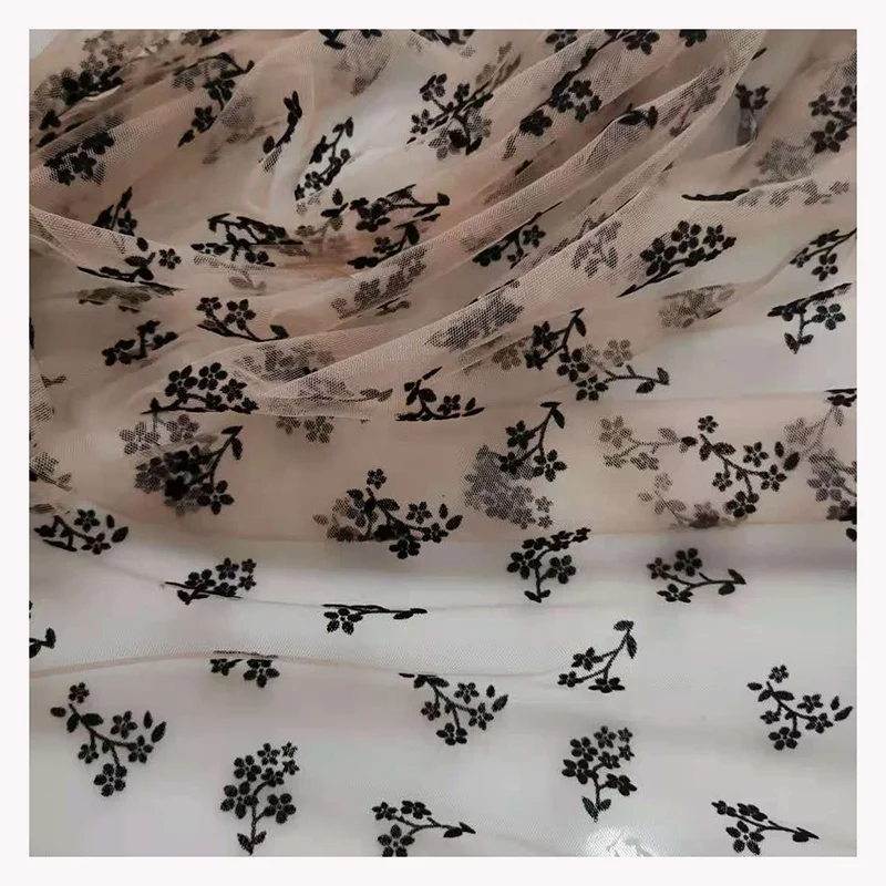100% Nylon Printed Tulle Fabric Printed Mesh Fabric Flocked Tulle Fabric for Dress - 图片 5