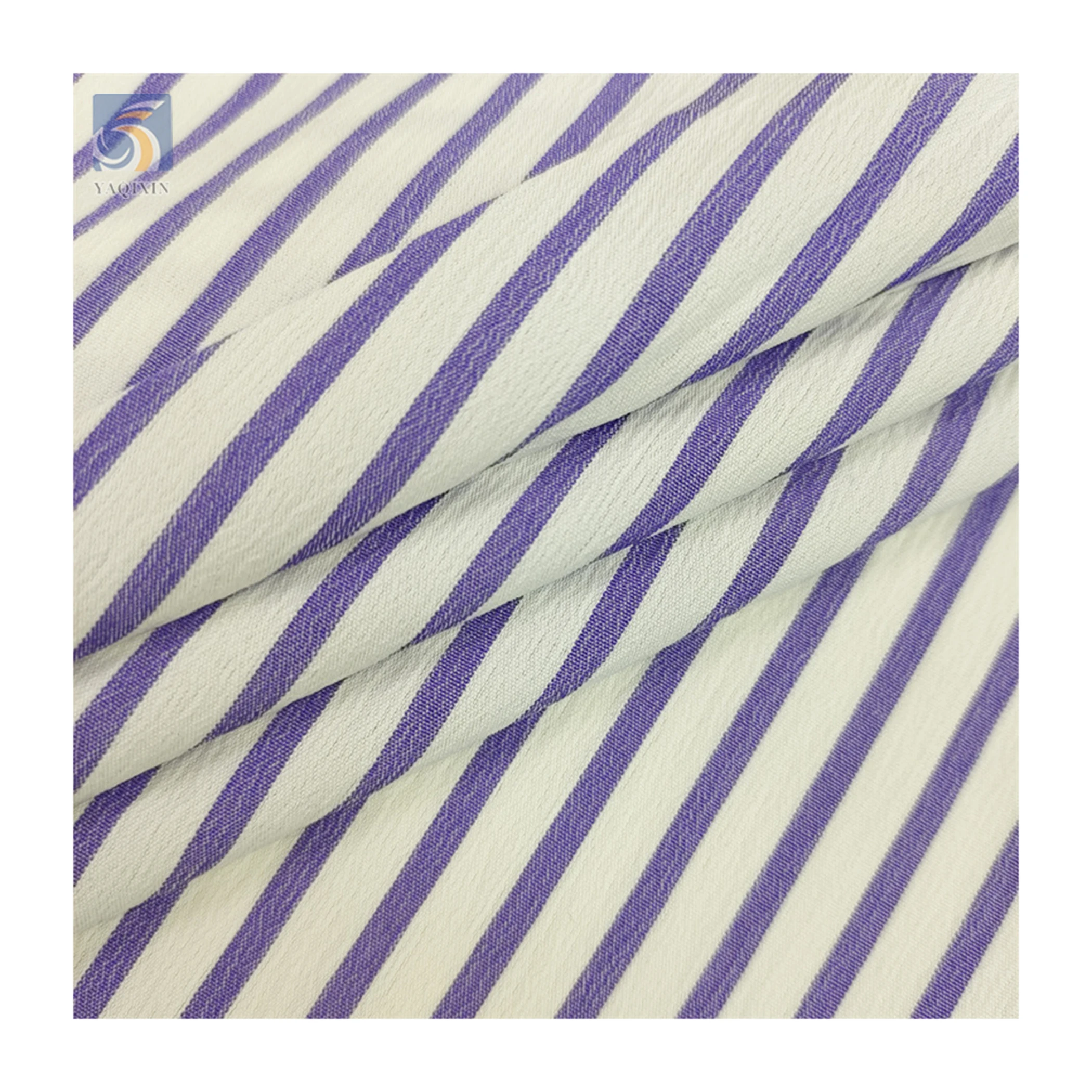 YLD025 High Quality 5mm Width Stretch Stripe Fabric Material Polyester Spandex Yarn Dyed Wrinkle Striped Fabric - 图片 3