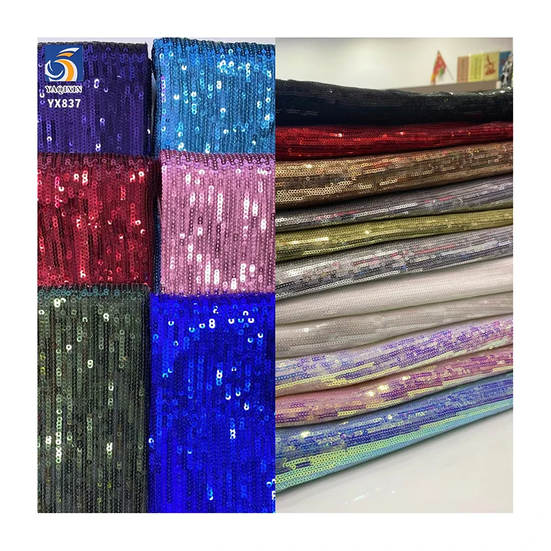 YX837 Best Selling Popular 3mm Small Sequin Fabric Intensive Shiny Glittering Stretch Sequins Stage Dress Fabrics - 图片 5