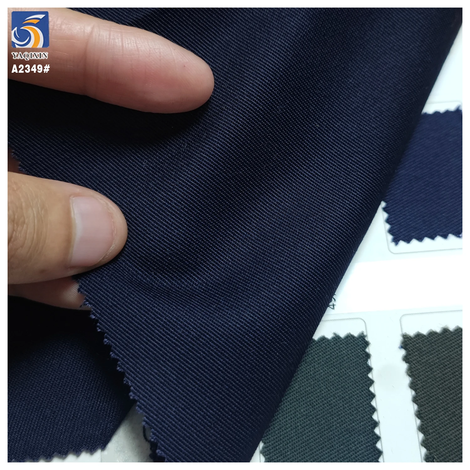 A2349 Blue Black 245gsm Anti-Wrinkle Twill Fabric TC 65% Polyester 33% Cotton 2% Spandex Stretch TC Twill Fabric - 图片 6