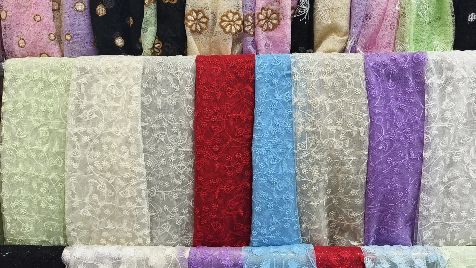 YX449 Fabric Store Designer New Arrival Tulle Transparent Soft Mesh Floral Leaf Embroidery Fabric - 图片 6