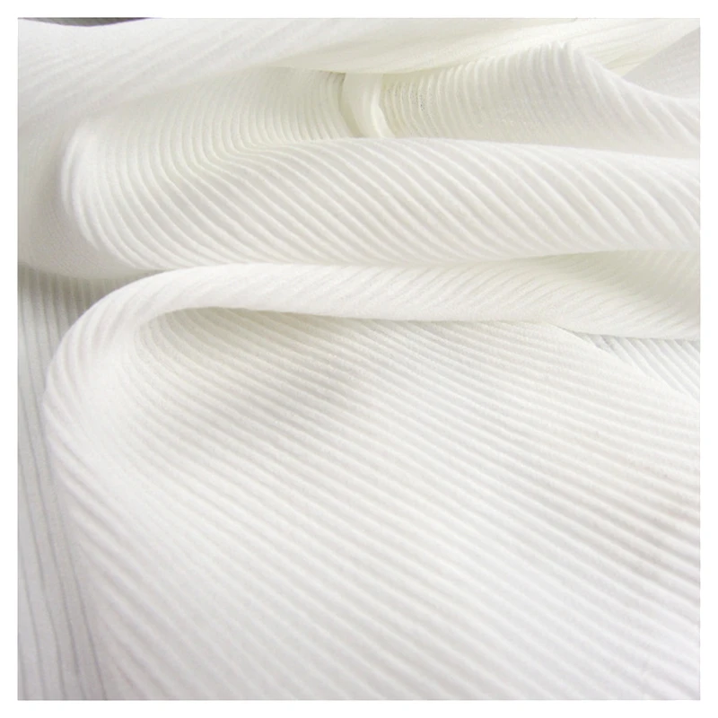 China Supplier Premium Pure White Dyed Wrinkle Crinkle Chiffon Fabric Roll - 图片 6
