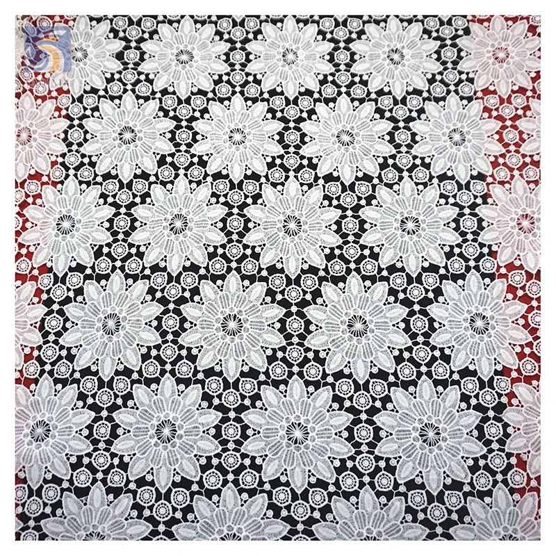 YX2438 Low Price Wholesale Price White Swiss Voile Lace Fabric White Water Soluble Handmade Embroidered Polyester Lace Fabric - 图片 6
