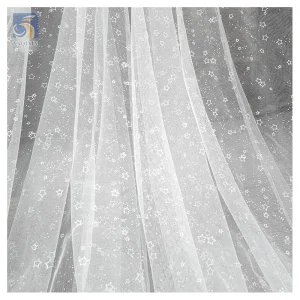 SG08 Wholesale Customized Glitter Silver Stars Tulle Soft Mesh Children's Dress Fabrics