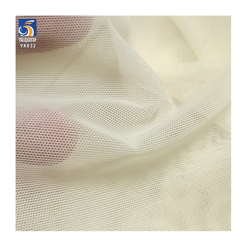 YX832 Stretch Mesh Dress Fabric 60gsm 92% Polyester Soft and Silky Skin Nude Color 4-Way Stretch Tulle Mesh Fabric - 图片 4