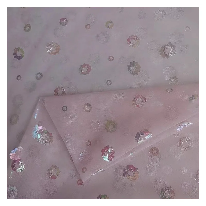 DX105 Guangzhou Super Factory Textile 2024 Tulle Fabric New Colorful Florals Foil Printed Fabric for Children - 图片 4