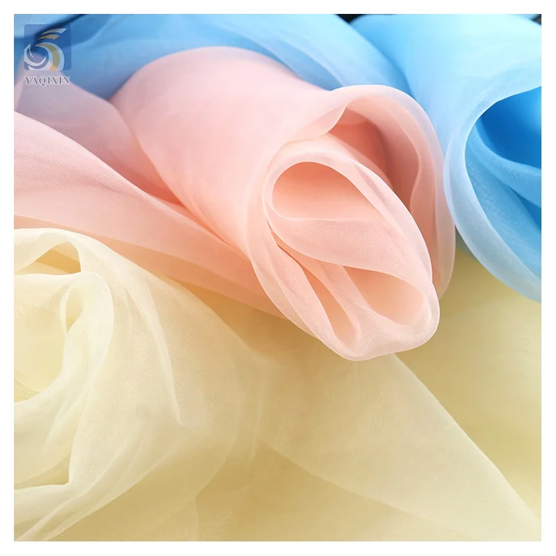 Plain Dyed 100%Polyester Sheer Pure Silk Organza Fabric for Bridal Wedding Dress - 图片 6