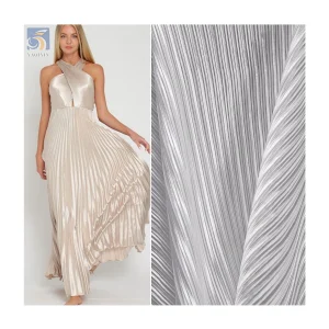 Charmeuse Soft Imitation Silk Satin Fabric Wedding Polyester 0.5cm Pinstripes Accordion Pleated White Satin Fabric