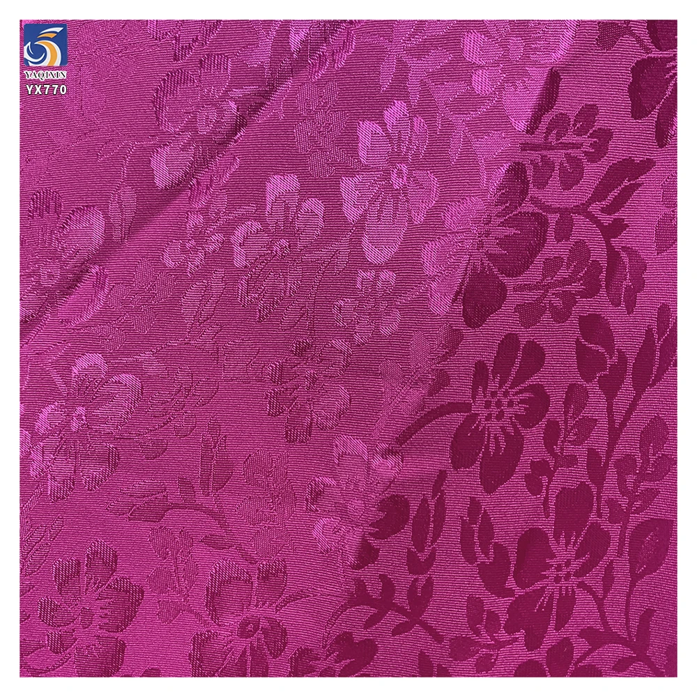 YX770 Noble and Luxurious Custom Gold Florals Satin Jacquard Fabric Polyester Stretch Jacquard Fabric for Garments - 图片 5