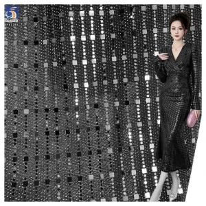 YX1280 130gsm Competitive Prices Straight Laser Lurex Spandex Stretch Dot Sequin Fabric for Fashion Performance Costumes
