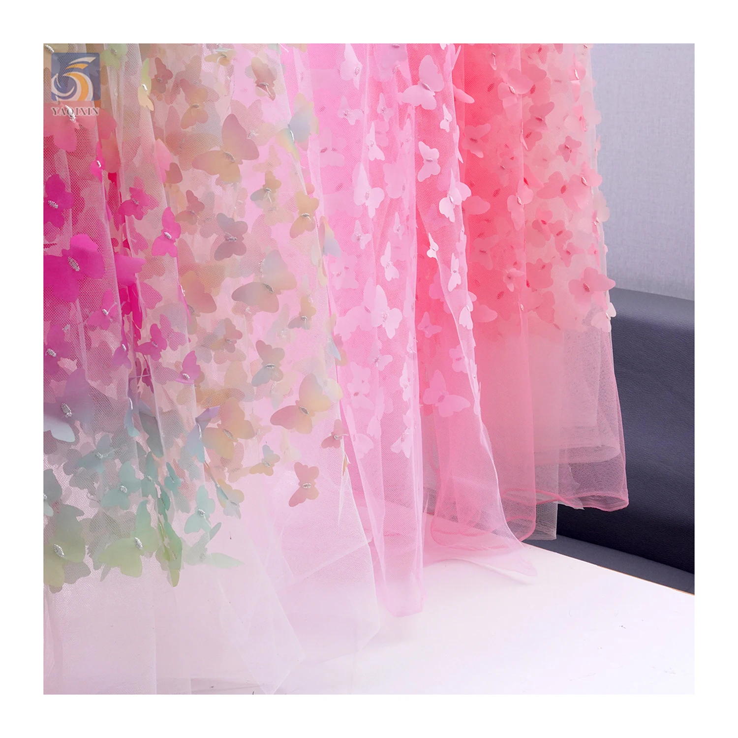 Wholesale Ready Made 3D butterfly Embroidery Tulle Lace Fabric with Advantageous Price for Girls Clothing with zero MOQ - 图片 5