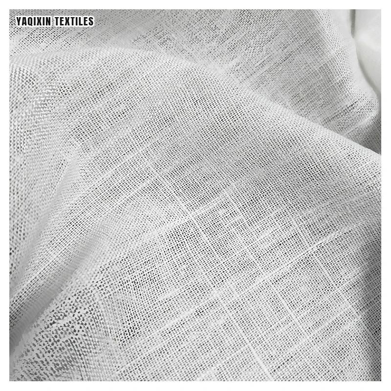 YX2168 Wholesale 170-180gsm White Washed 12*12 Slub 70%Cotton Rayon 30%Linen Fabric for Trouser/Shirt - 图片 4