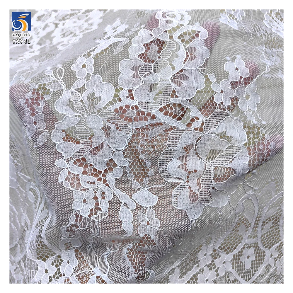 YX941 300cm*150cm 100% Nylon Eyelash Lace Fabric Black and White Dress Wedding Dress Eyelash Lace Fabrics Textile Customized - 图片 3