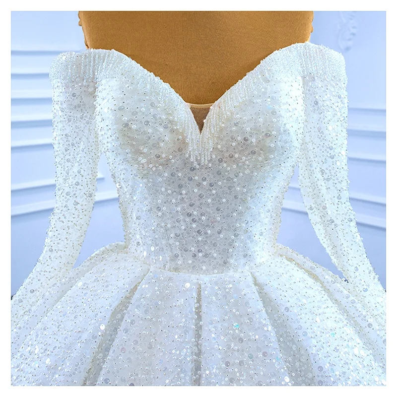 Crystal Sequins Bridal Luxury Embroidery Beads Wedding Tulle White Beaded Lace Fabric - 图片 4