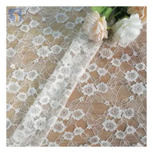 Latest Design White African Lace Fabric 5 Yards Small Floral Net Mesh Lace Clothing Chantilly Lace Fabric for Peru