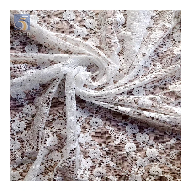 Fashion Blouse White Small Floral 95 Nylon 5 Spandex Stretch Lace Knit Mesh Jacquard Fabric - 图片 4