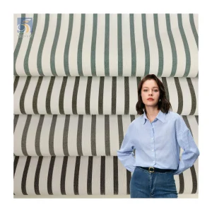 YLD025 High Quality 5mm Width Stretch Stripe Fabric Material Polyester Spandex Yarn Dyed Wrinkle Striped Fabric