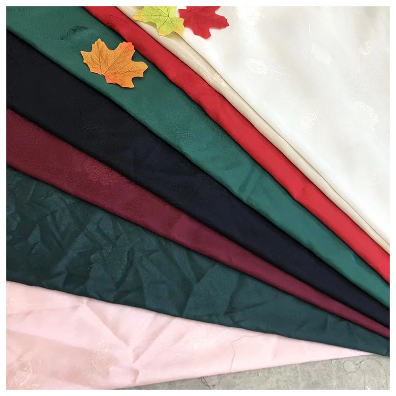 Paris Silky Soft Polyester Jacquard Stretch Satin Florals Fabric for Clothing/Dress - 图片 3