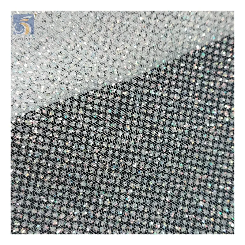 YX2322-1 2025 Popular Wedding Dress Mesh Fabric With Sparkle Shiny Tulle Knitted Glitter Fabric for Bridal Wedding - 图片 3