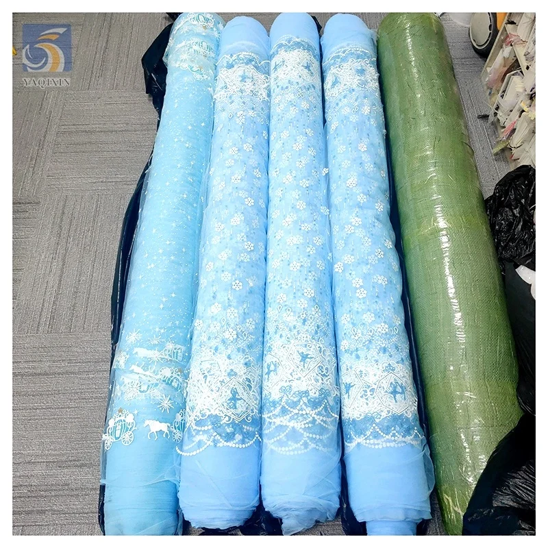 YX2041 2025 Beautiful Colourful Customized Print Tulle Fabric Polyester Tutu Tulle Roll - 图片 3