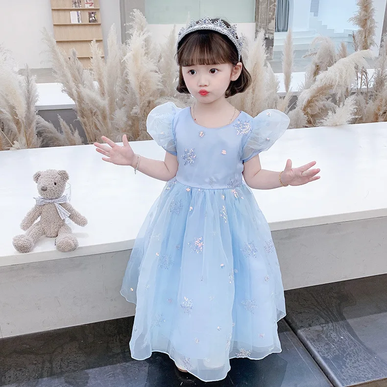 New Arrival Winter Christmas Clothing Snowflake Mesh Sequins Embroidered Fabric Tulle Dress Lolita Children's Fabric - 图片 5