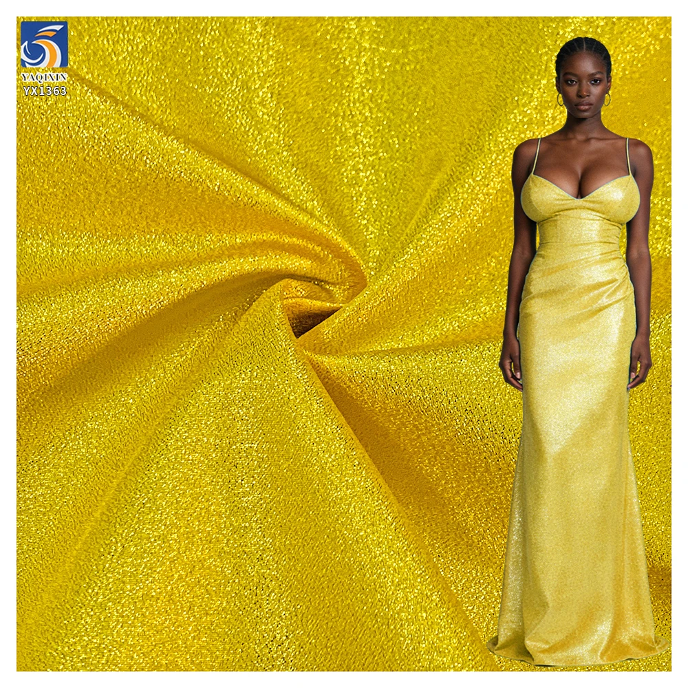 YX1363 145CM 110gsm Latest 2026 Knitted Reflective Laser Glitter Lurex Fabric for Formal Wear Stage Costume