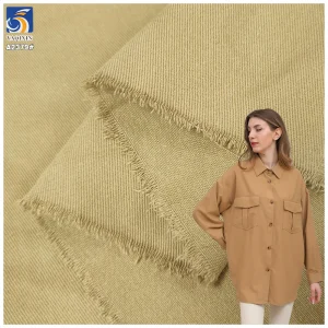 A2379 Wholesale 245gsm Washed Super Soft 100% Cotton Twill Fabric Khaki Cotton Woven Shirt Trousers Fabric for Man