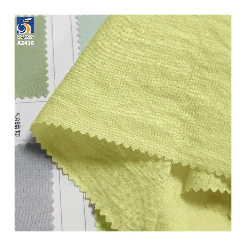 A2426 100g/m² Lightweight Sea Salt Cotton Washed Wrinkled Dress Fabric 90% Cotton 10% Nylon Plain Poplin Fabric for Dress - 图片 5