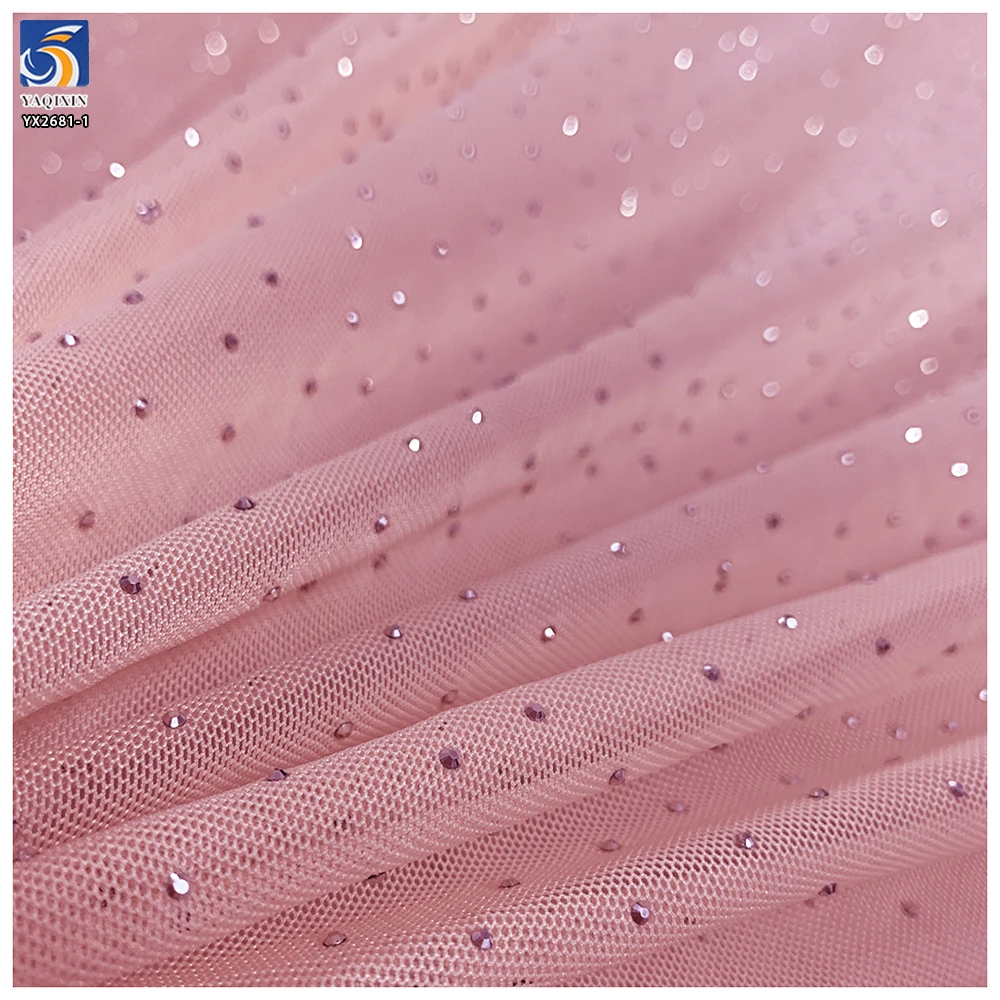 Wholesale Stretch Nude Fabric lightning Mesh Added Diamond Craft Suitable for Underwear Shirts - 图片 6