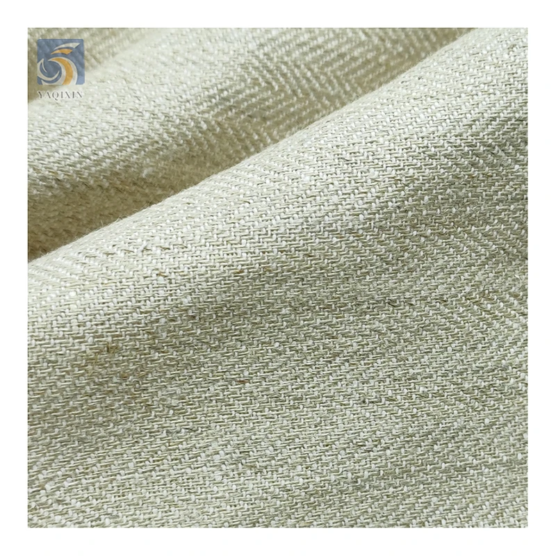 High Quality Herringbone Hemp Cotton Fabric 260gsm Original Color 75/15 Blend Linen/Cotton Fabric for Clothing - 图片 5