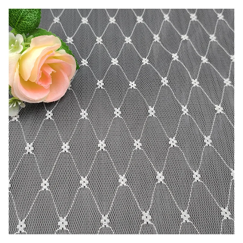 Wholesale White Soft Tulle Mosquito Netting Fabric Polyester Mesh Jacquard Fabric - 图片 4
