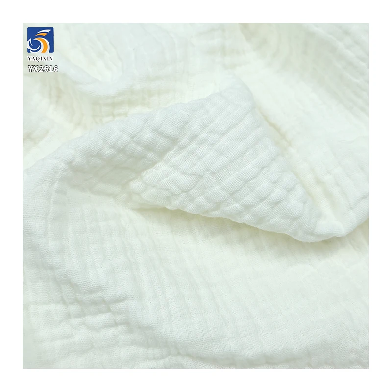 YX2616 Wholesale Prices Solid Gauze Muslin 100% Cotton Fabric Double-Sided Cotton Crepe Fabric for Baby Clothing - 图片 4