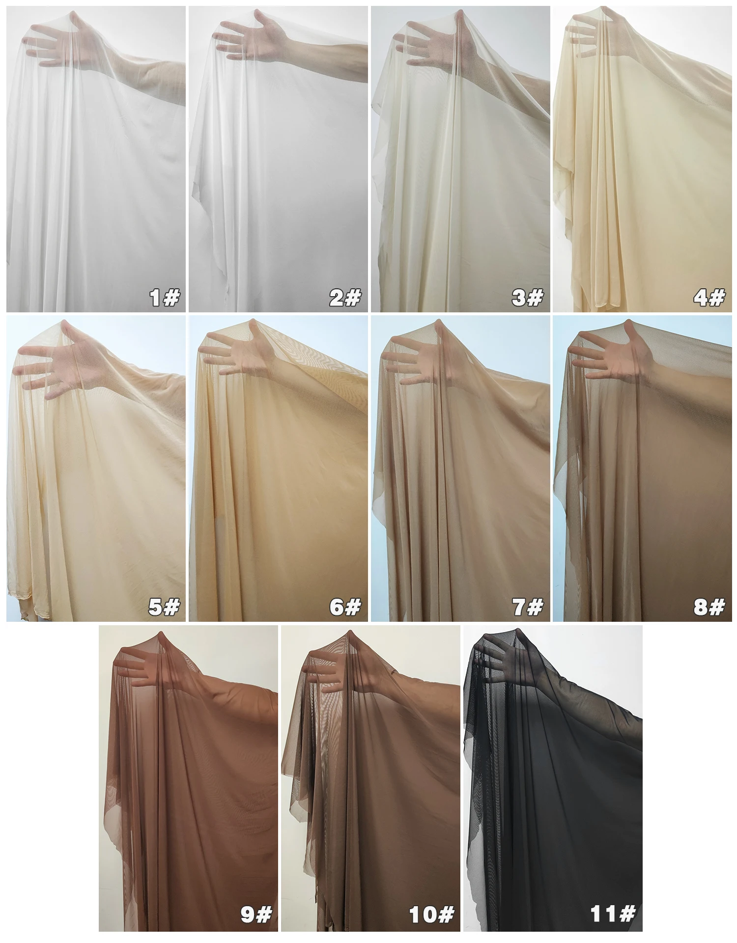 YX333 Wholesale 4 Way Stretch Power Net Mesh Fabric Breathable Nylon Spandex Elastic Tulle Sheer Skin Tone Dresses 4 Knitting - 图片 6
