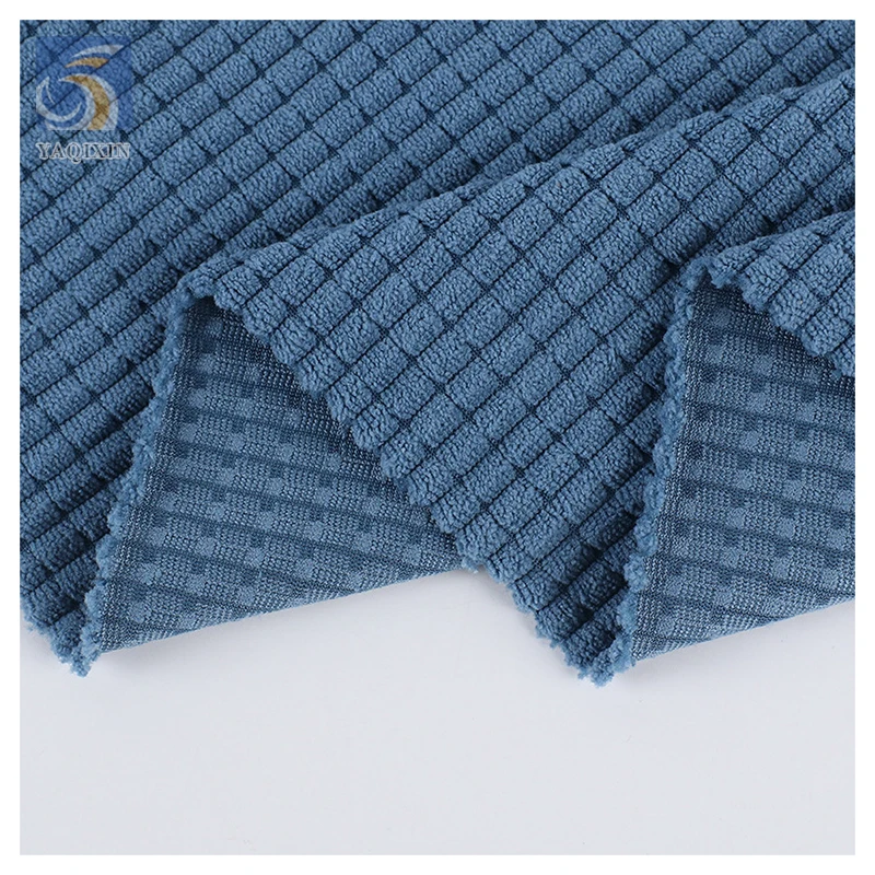 High Quality 4.5W Stock Polyester Corduroy Fabrics Stretch Heavy 340gsm Plaid Corduroy Dress Jacket Coat Fabric - 图片 4