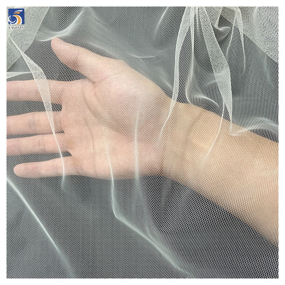 ZP-8 Lightweight Knitted Nylon Wedding Clothing Tulle Fabric White 100% Polyester 50A Mesh Fabric 5 Yards Tulle Textiles