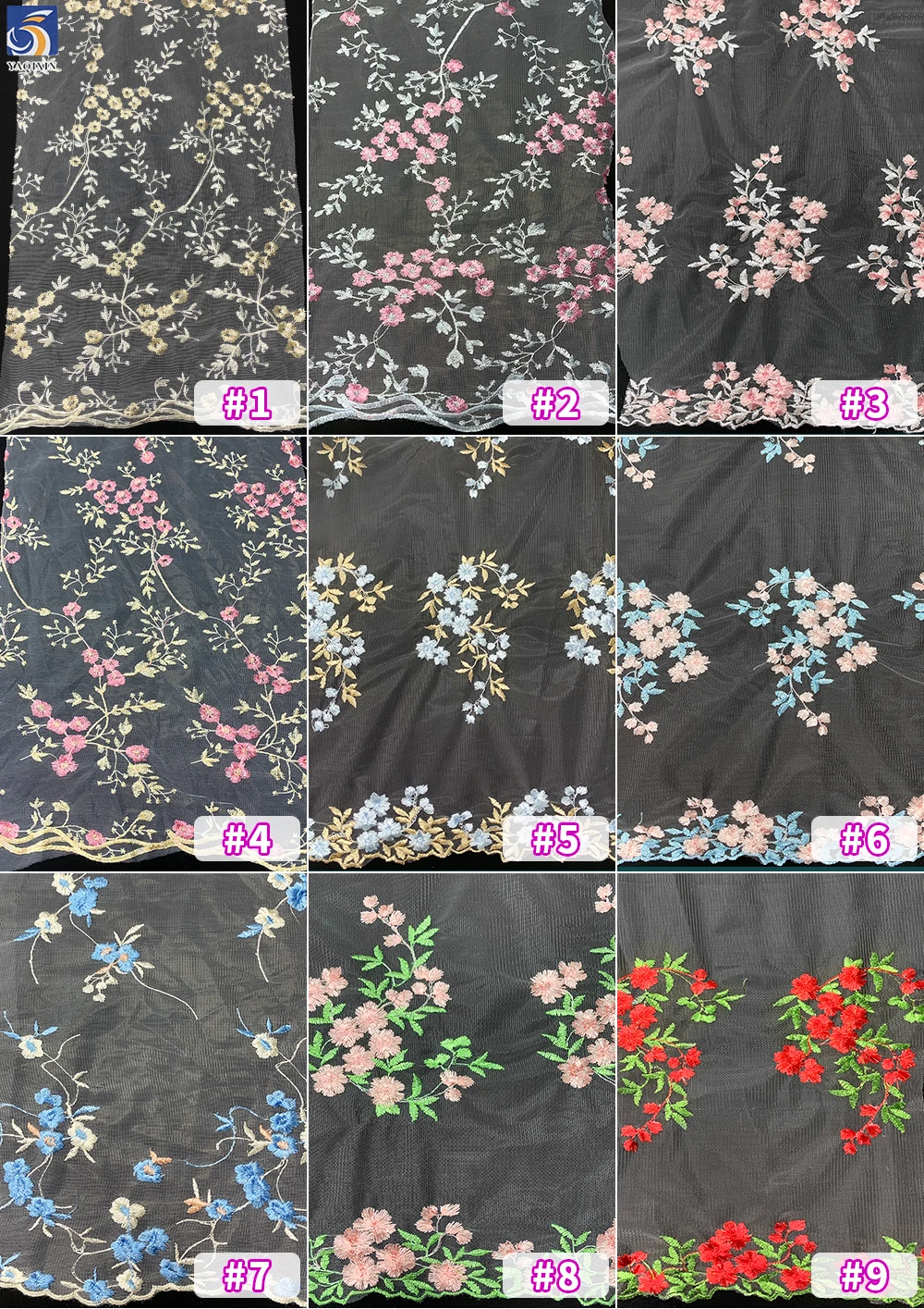 YX2150 2025 Hot Sale Good Price Two-Color Rose Floral Embroidery Lace Fabric Children Garment Dress China Fabric - 图片 4