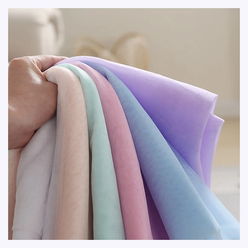 500 Colors Stock Wholesale 40D Nylon Tulle Fabric Polyester Mesh Net Fabric for Wedding Dress - 图片 5